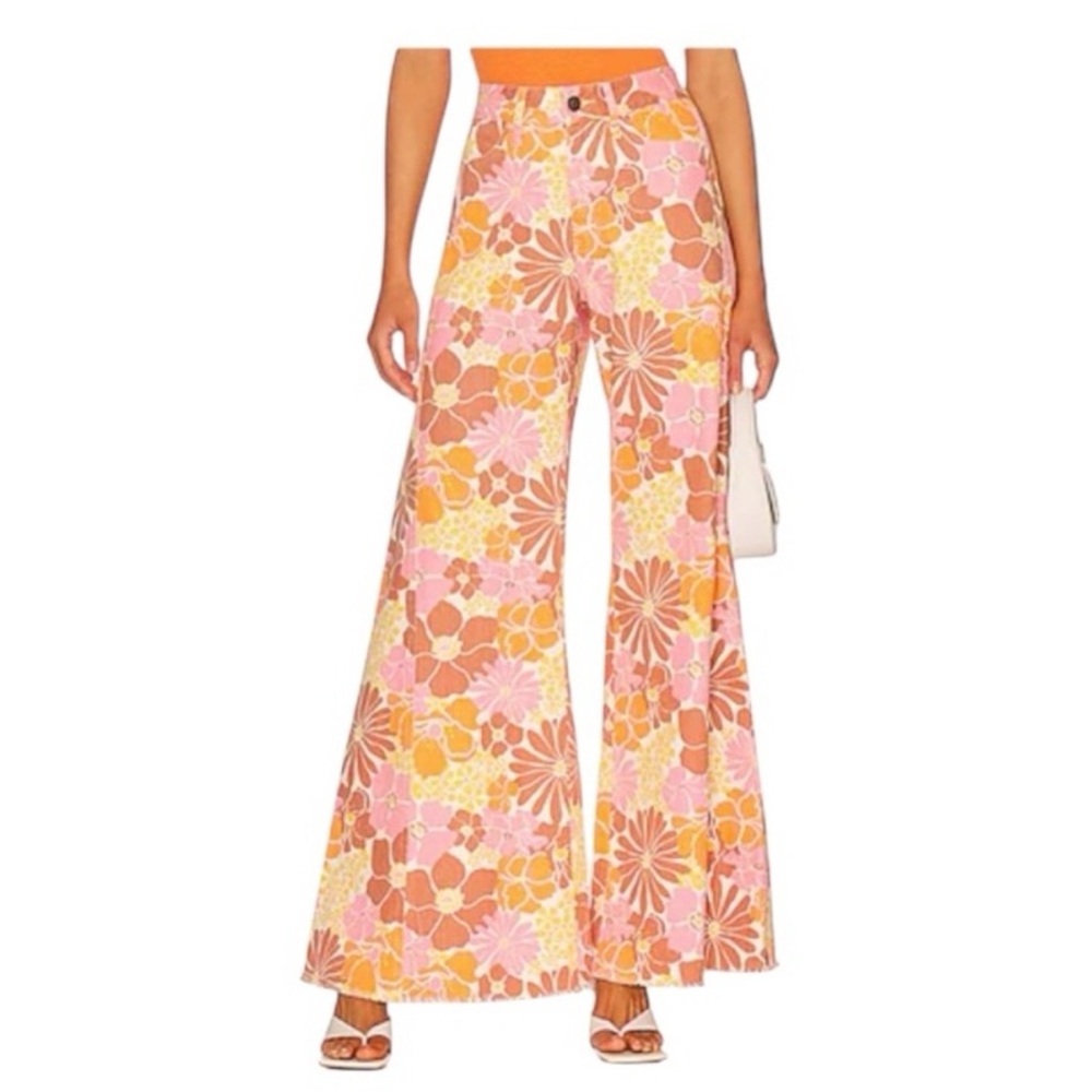 Show Me Your MuMu Floral Windsor Jeans - Pink, Yellow, Orange